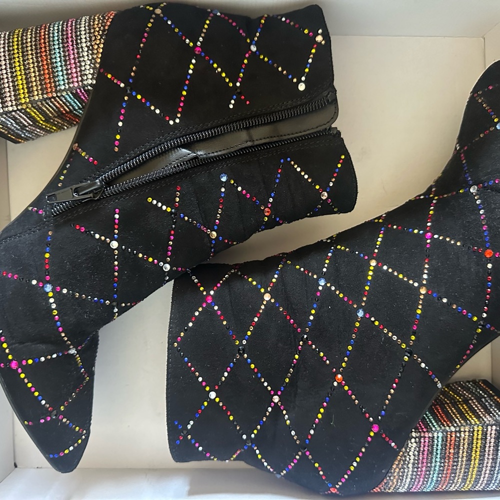 Betsey Johnson Black Beaded Ankle Booties - Picture 3 of 7